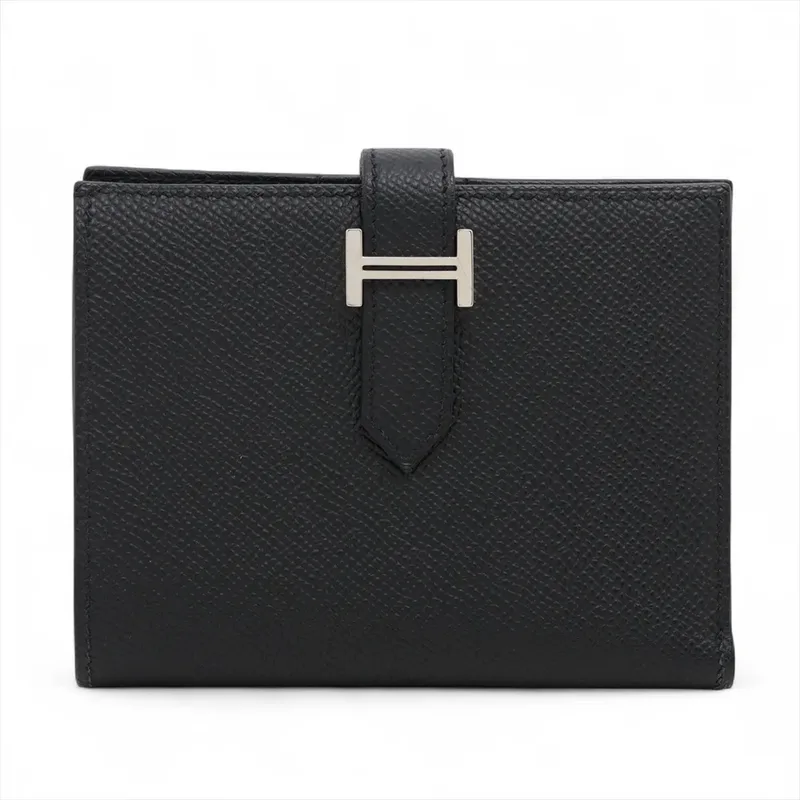 Hermès ベアン コンパクト ヴォーエプソン ブラック シルバー金具
