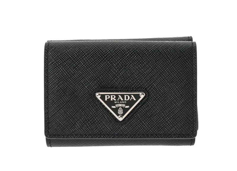 PRADA サフィアーノ トライアングル 三つ折り財布 2MH042 ブラック
